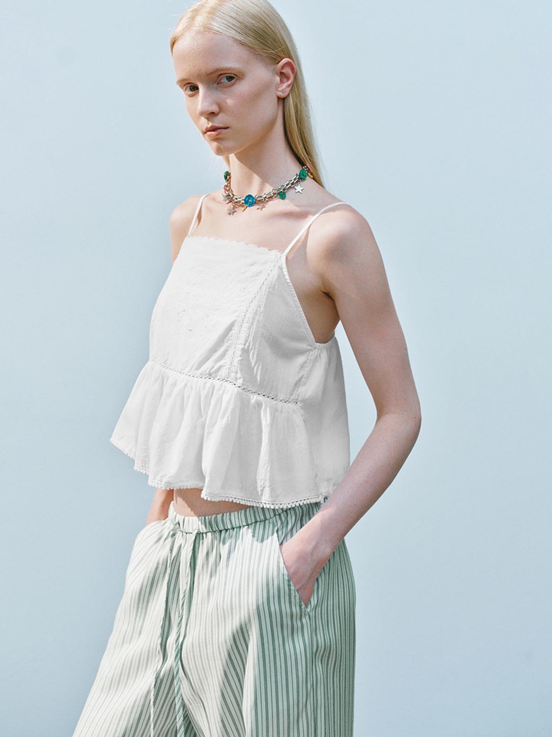 Ruffle Hem Cami Tops