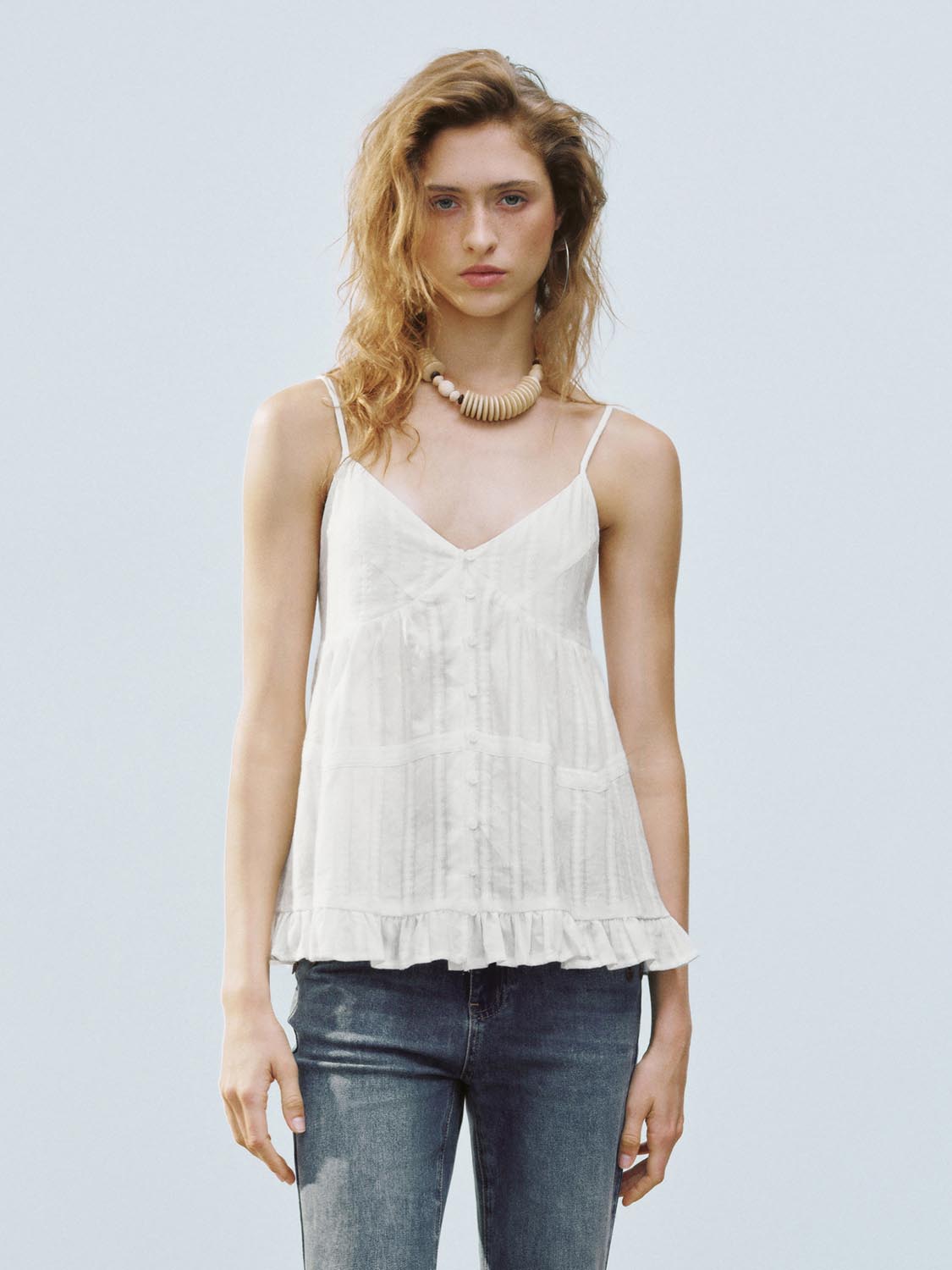 Ruffle Hem Cami Tops