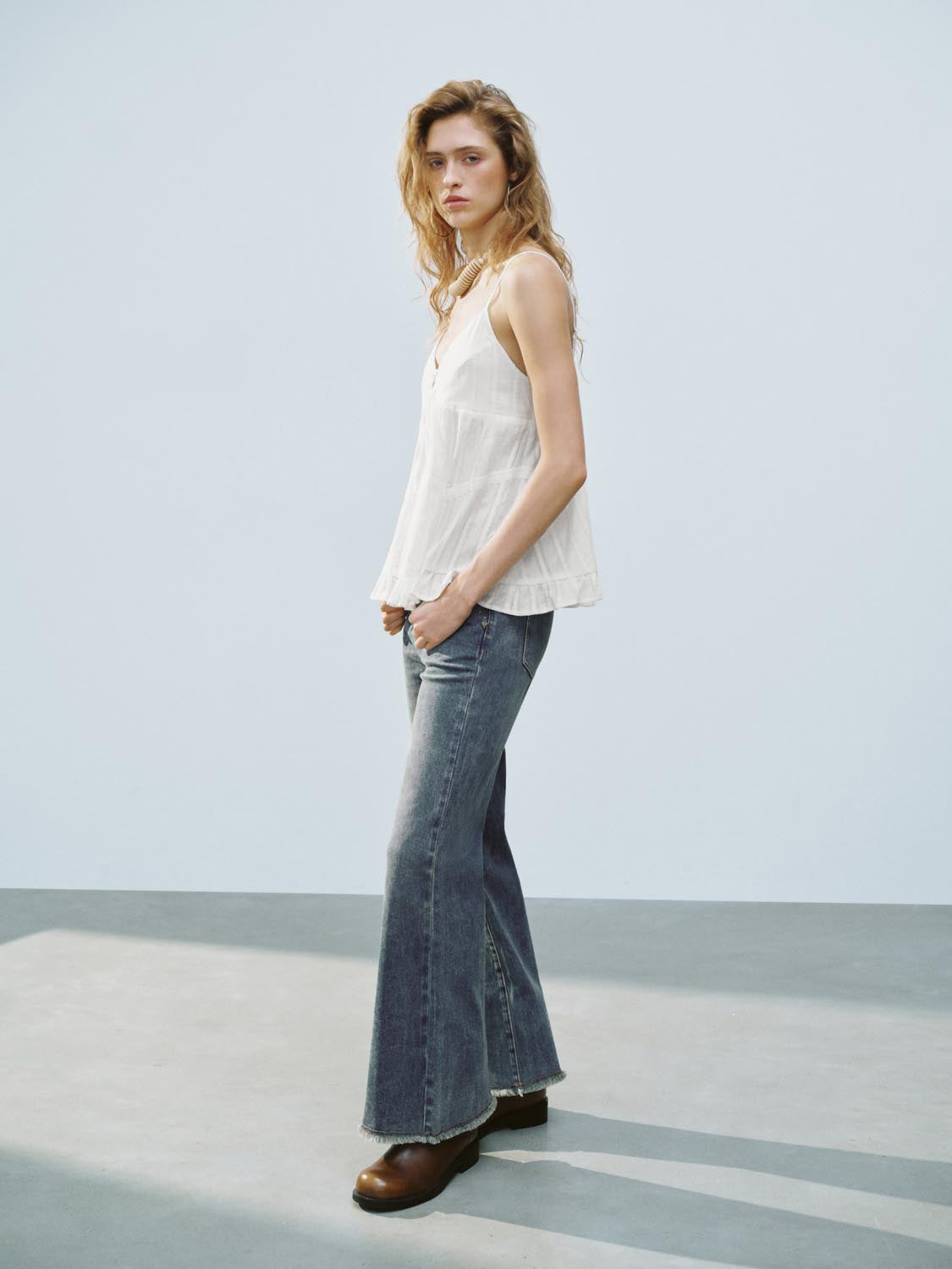 Ruffle Hem Cami Tops