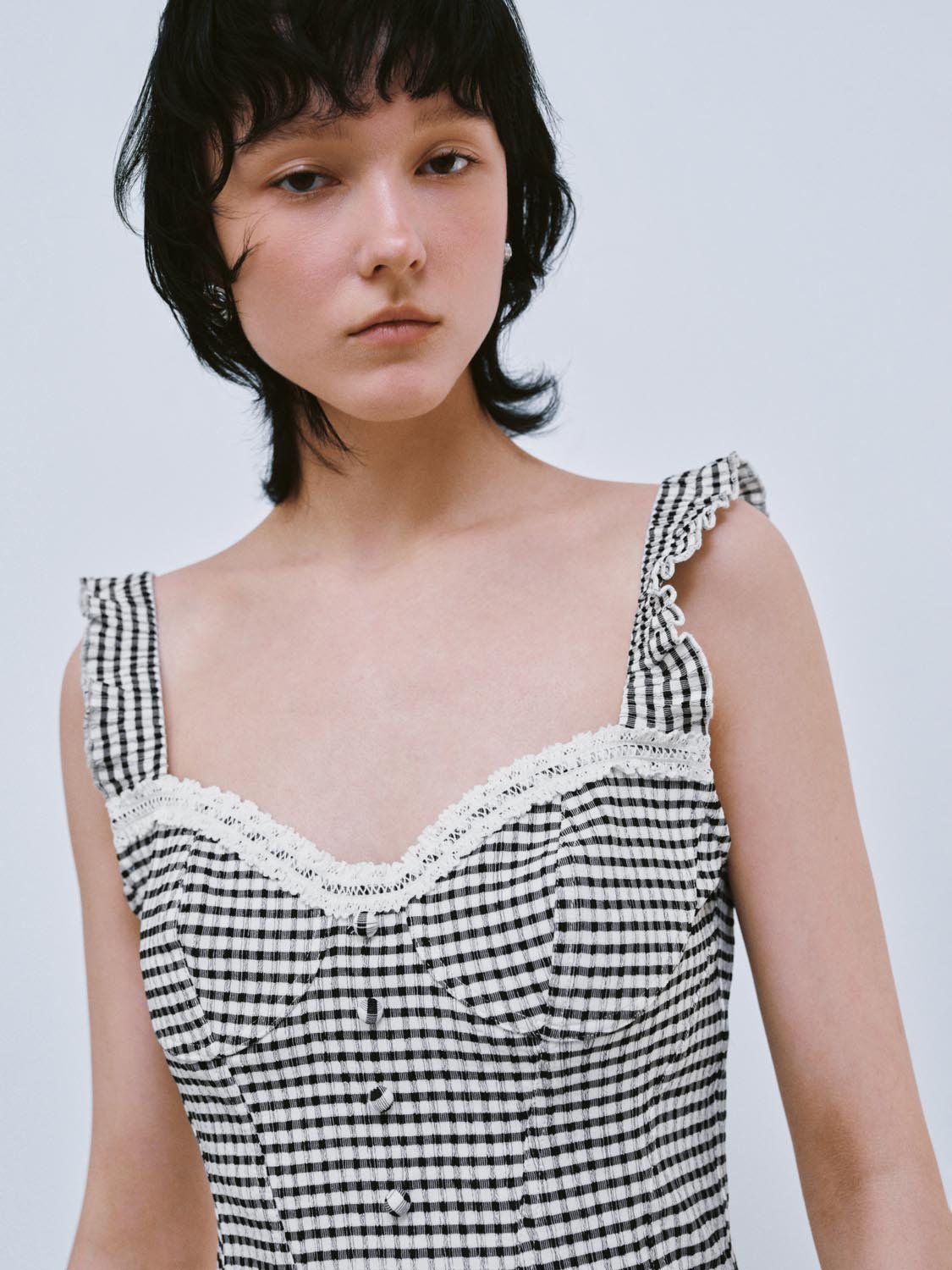 Plaid Wide Strap Cami Tops