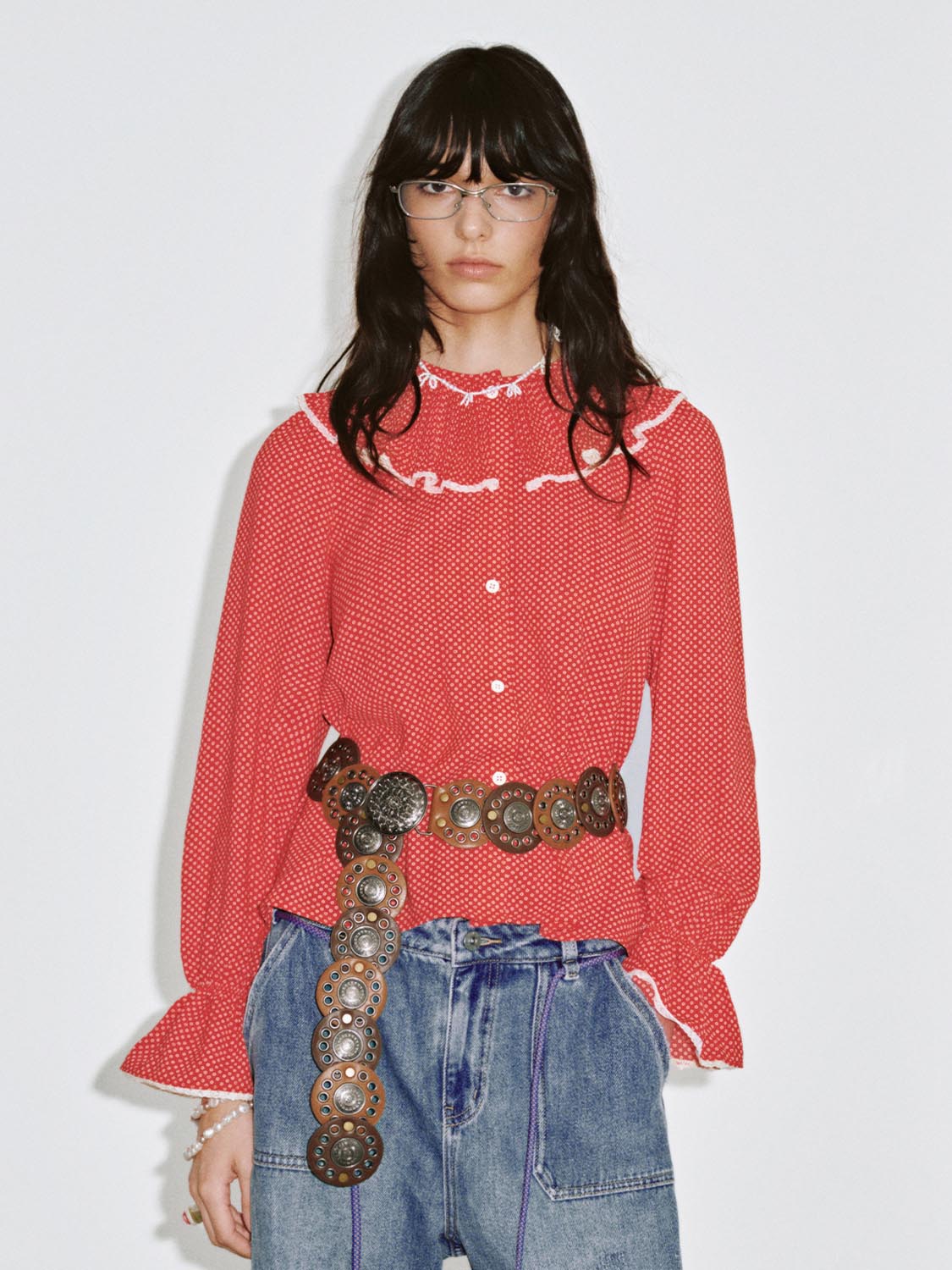 Dotted Ruffle Shirts