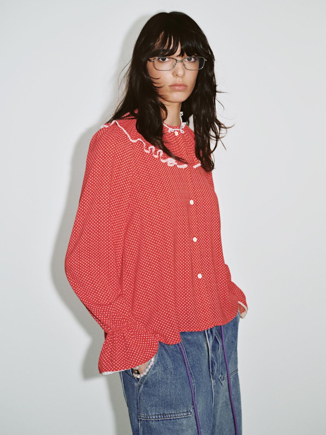 Dotted Ruffle Shirts