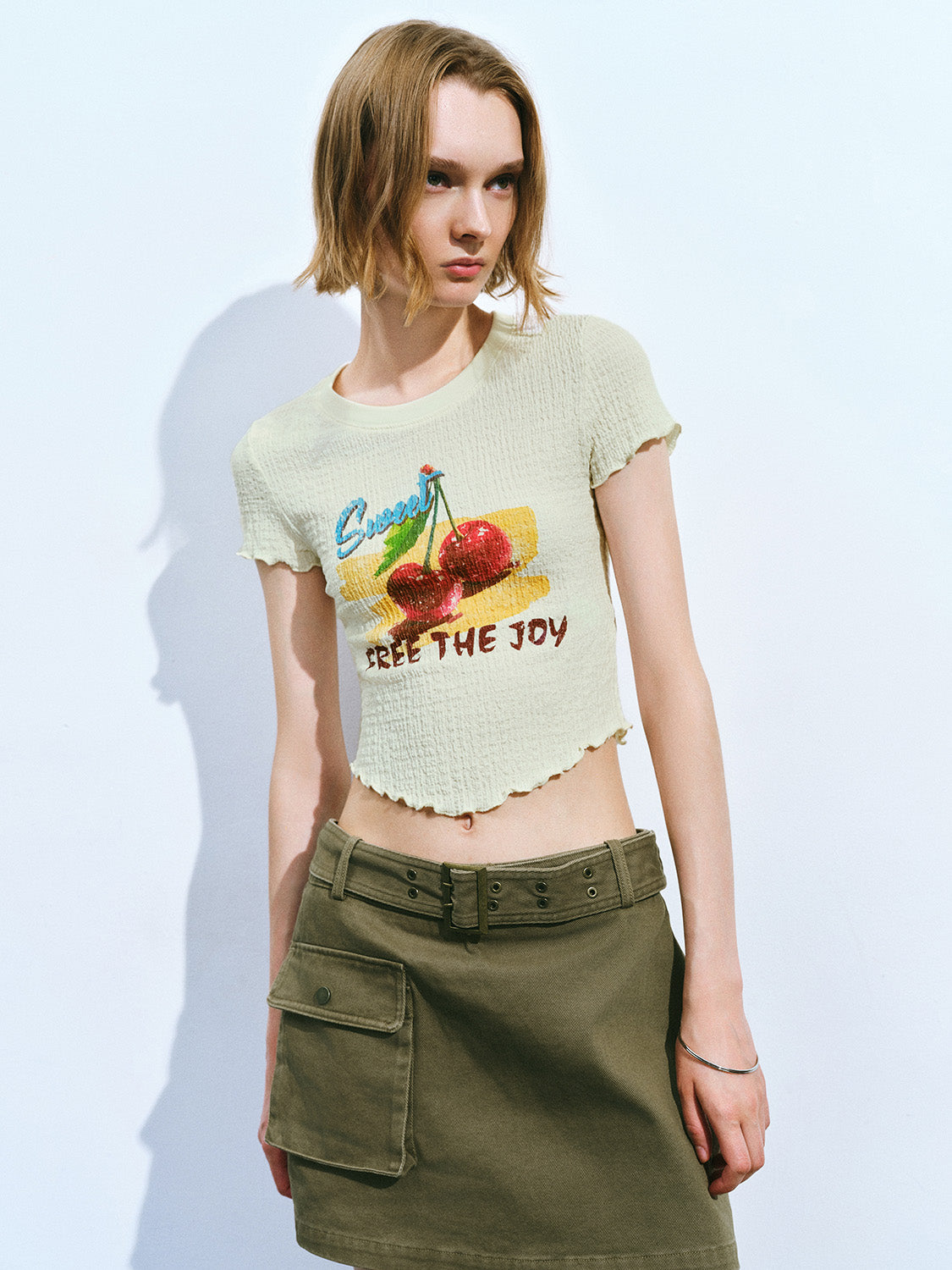 Printed Crew Neck Skinny T-Shirt