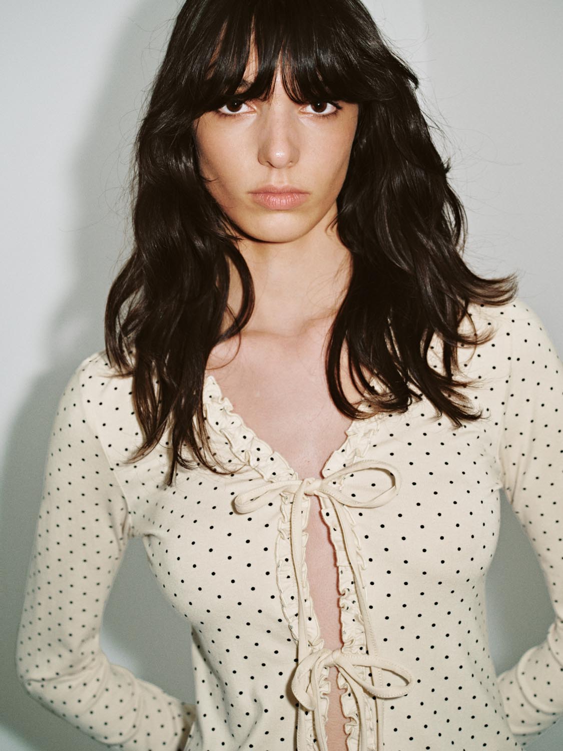 Tie Front Dotted Blouses