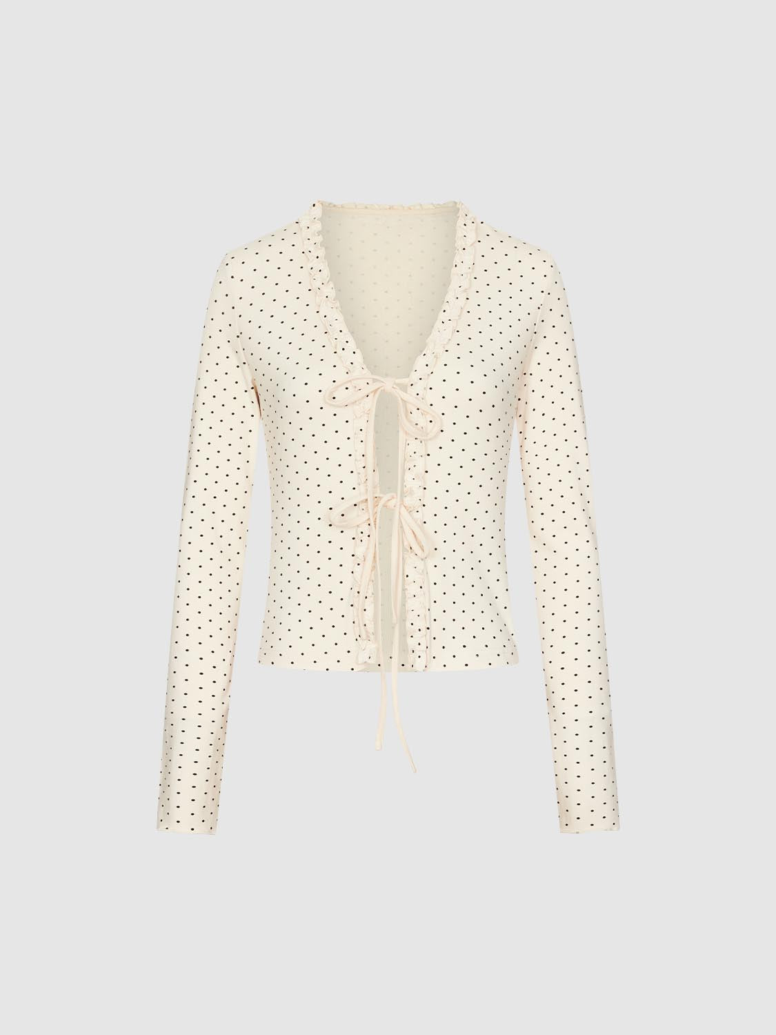 Tie Front Dotted Blouses