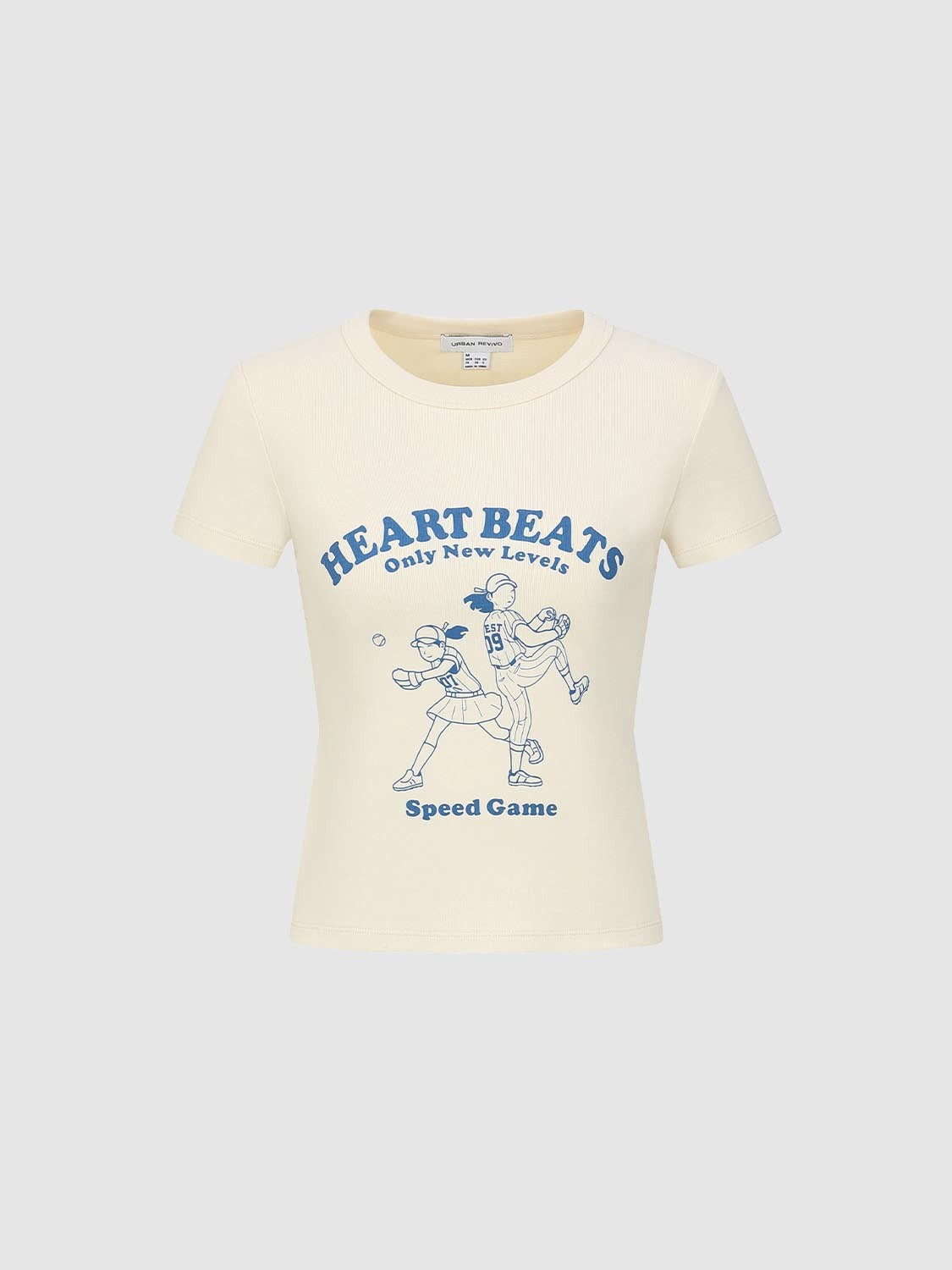 Contrast-Color Baseball-Print Slim T-Shirts
