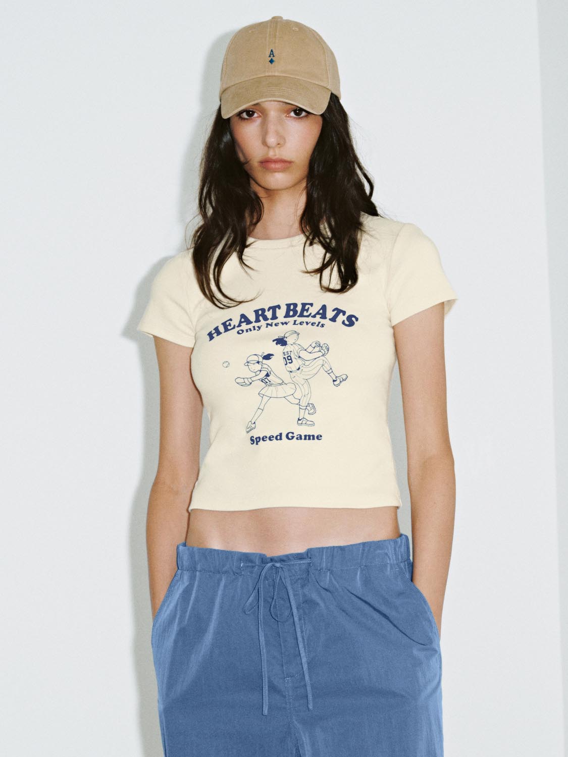 Contrast-Color Baseball-Print Slim T-Shirts