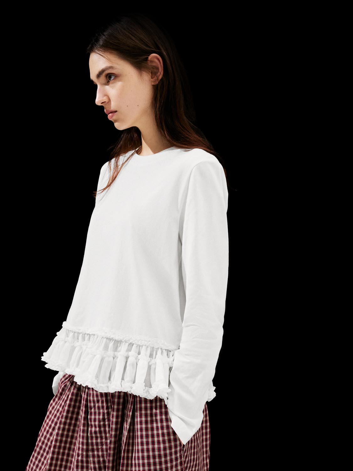 Frill Hem Long Sleeve T-Shirts