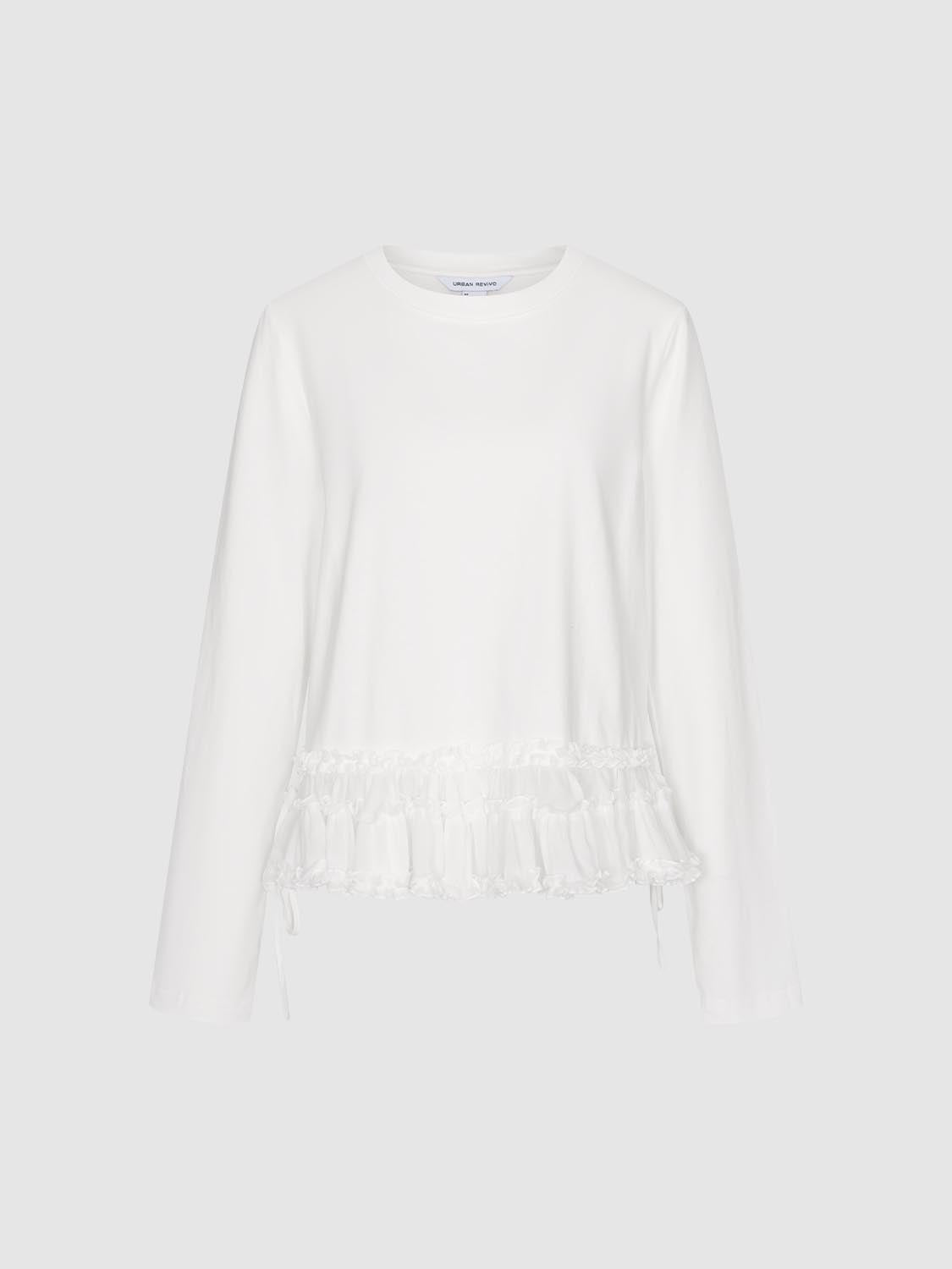 Frill Hem Long Sleeve T-Shirts