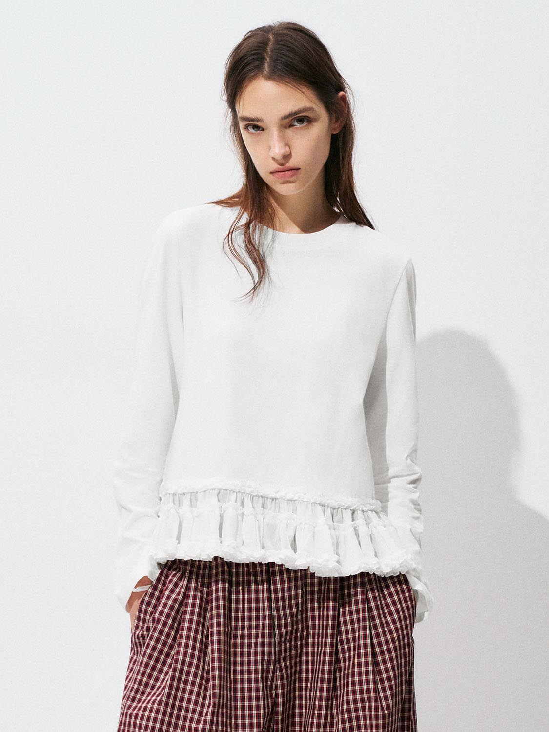 Frill Hem Long Sleeve T-Shirts