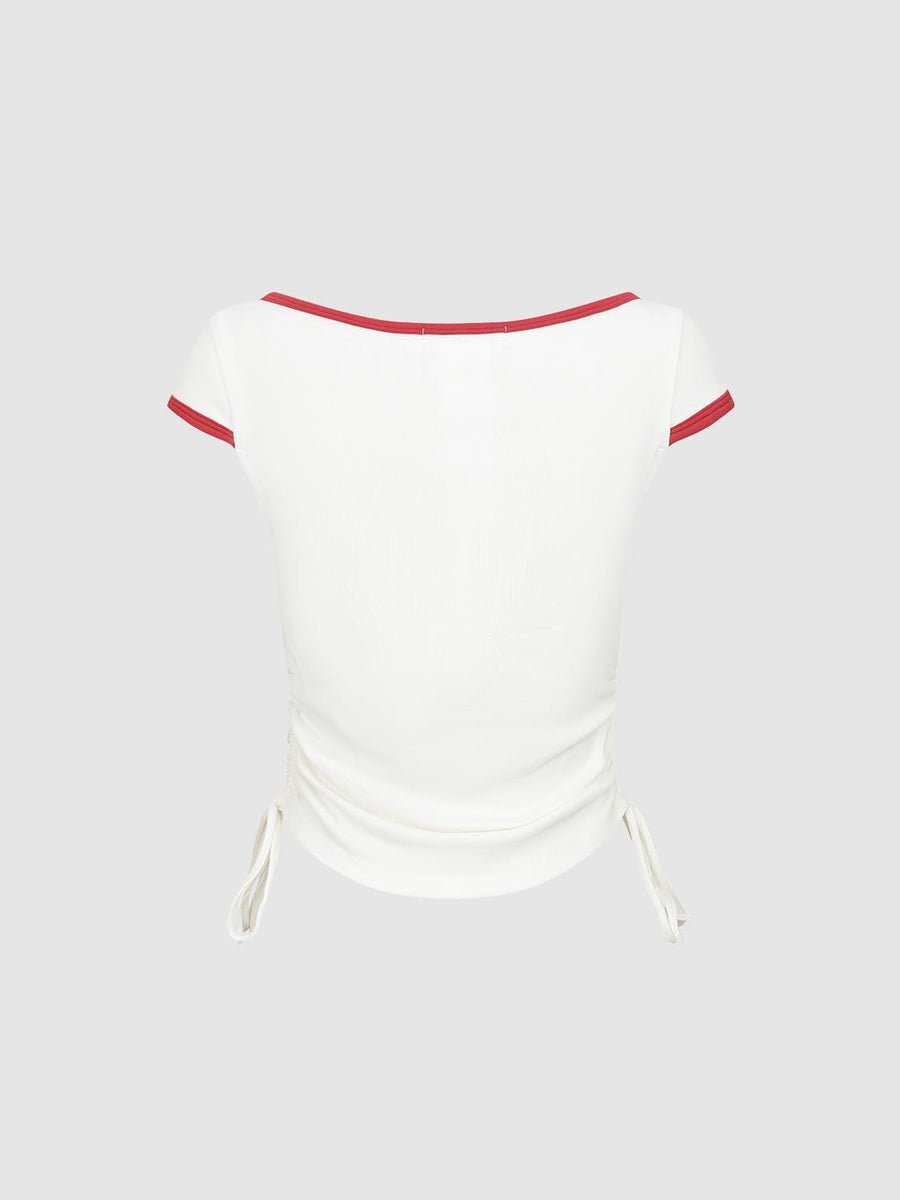Capped Sleeve Drawstring Cinched Waist T-Shirts – URBAN REVIVO Thailand