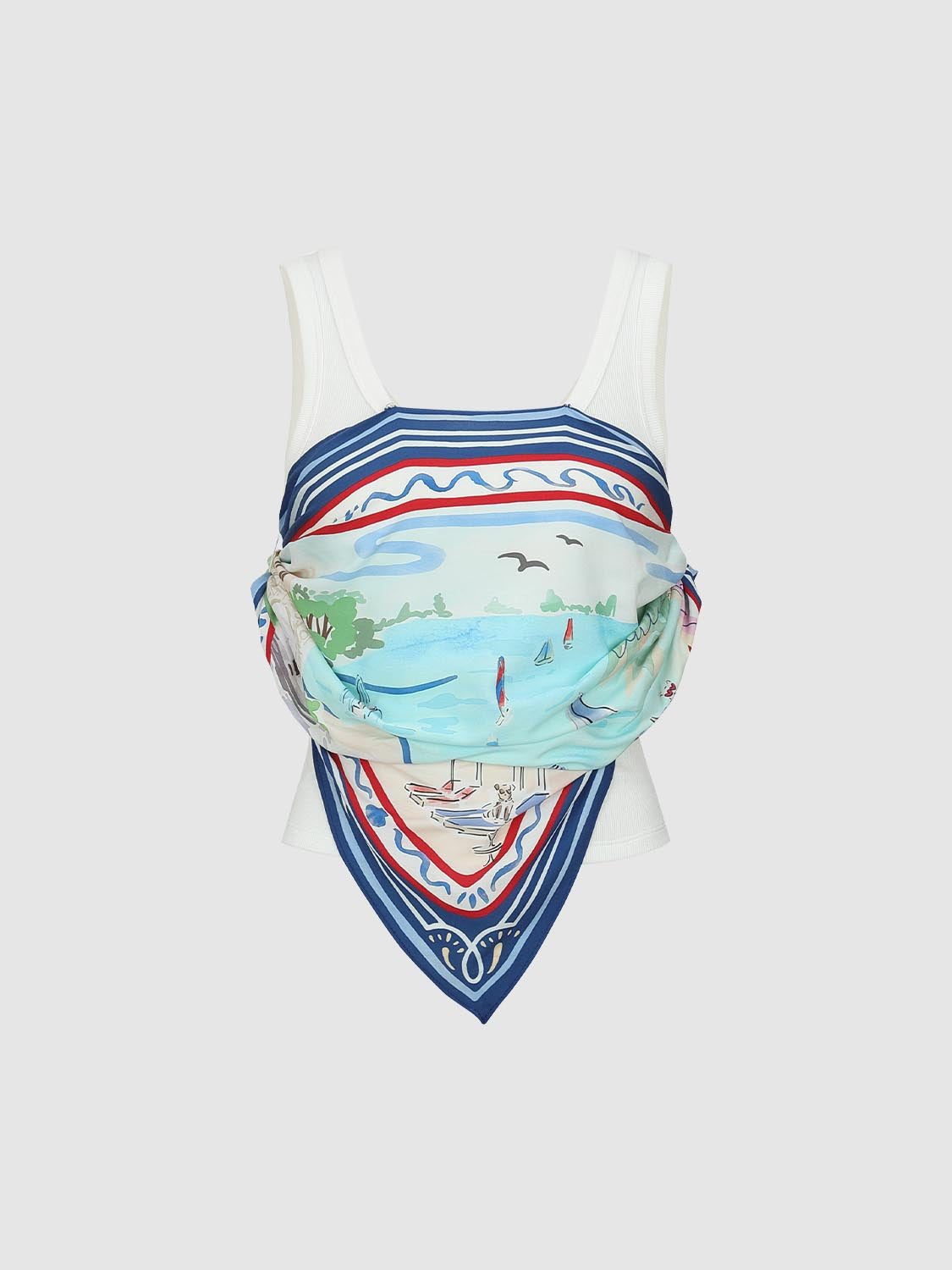 2 In 1 Seamed Bandana Scarf Top