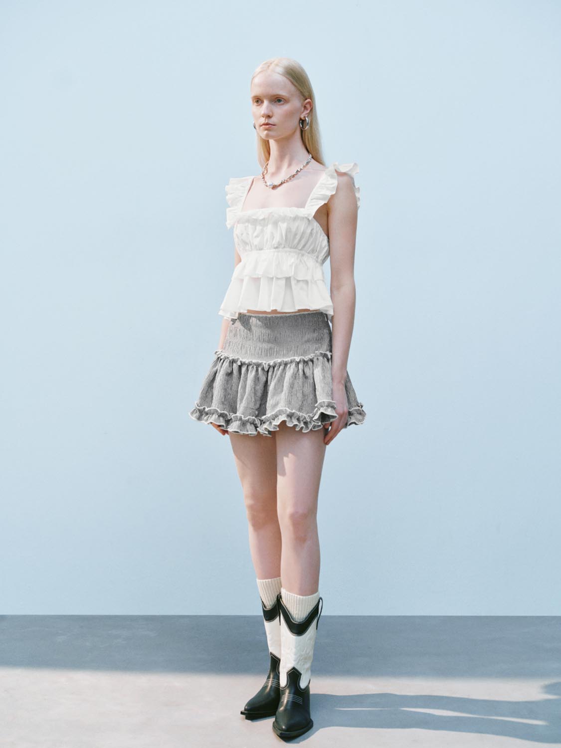 Ruffle Hem Mini A-Line Skirts