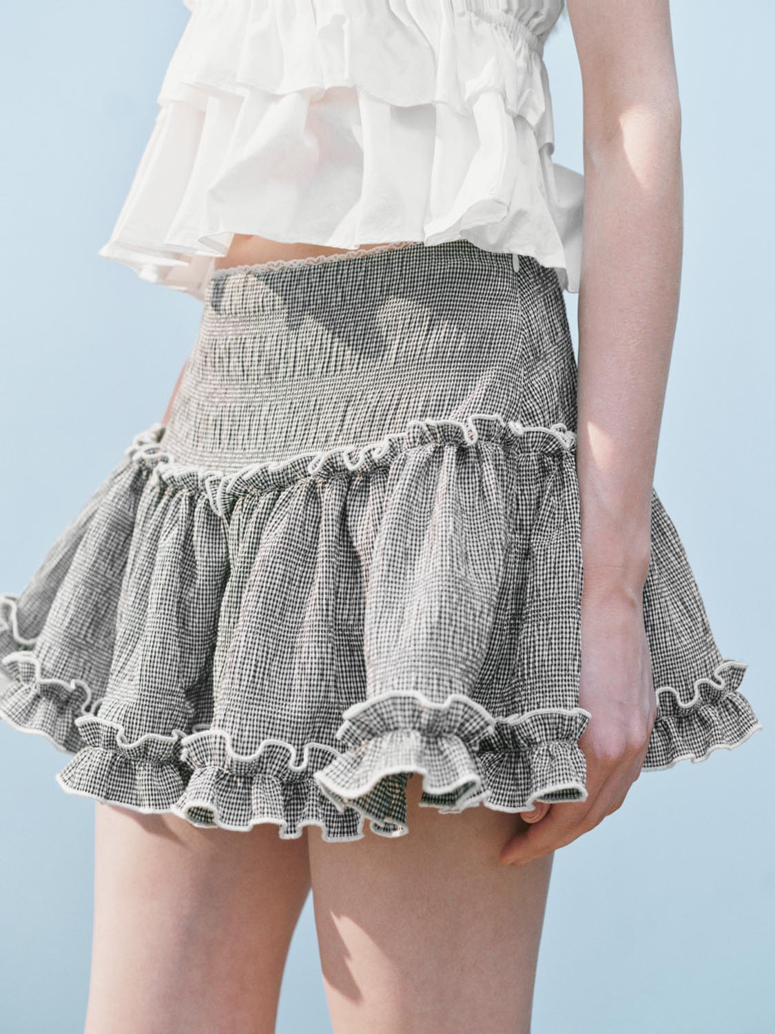 Ruffle Hem Mini A-Line Skirts