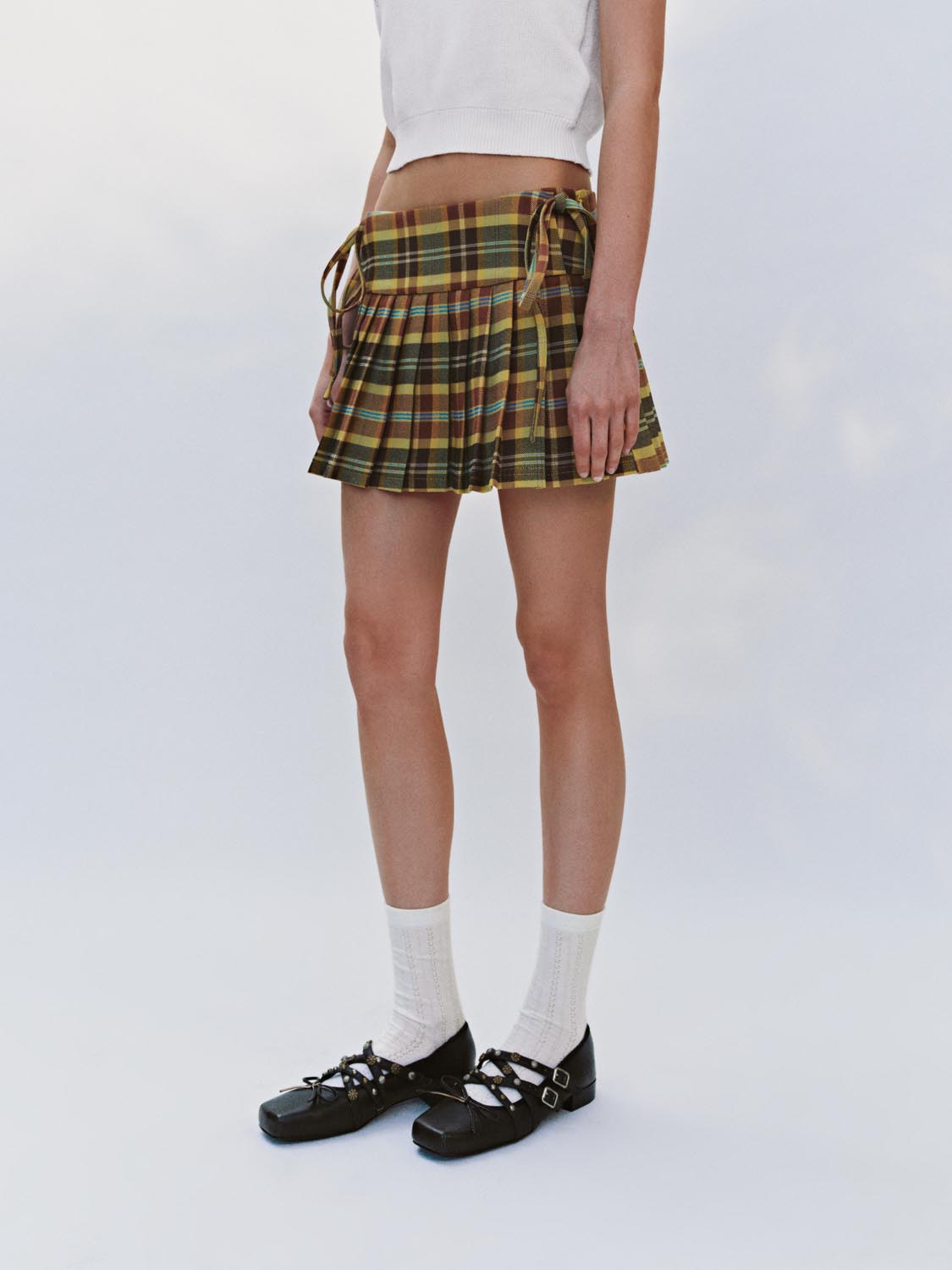 Plaid Pleated Mini Skirts