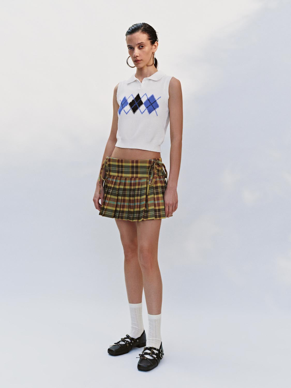 Plaid Pleated Mini Skirts