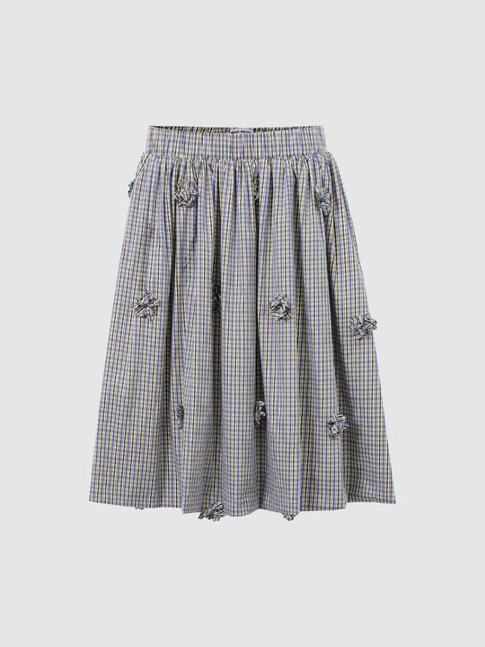 Floral Embellished Gingham Midi Skirts