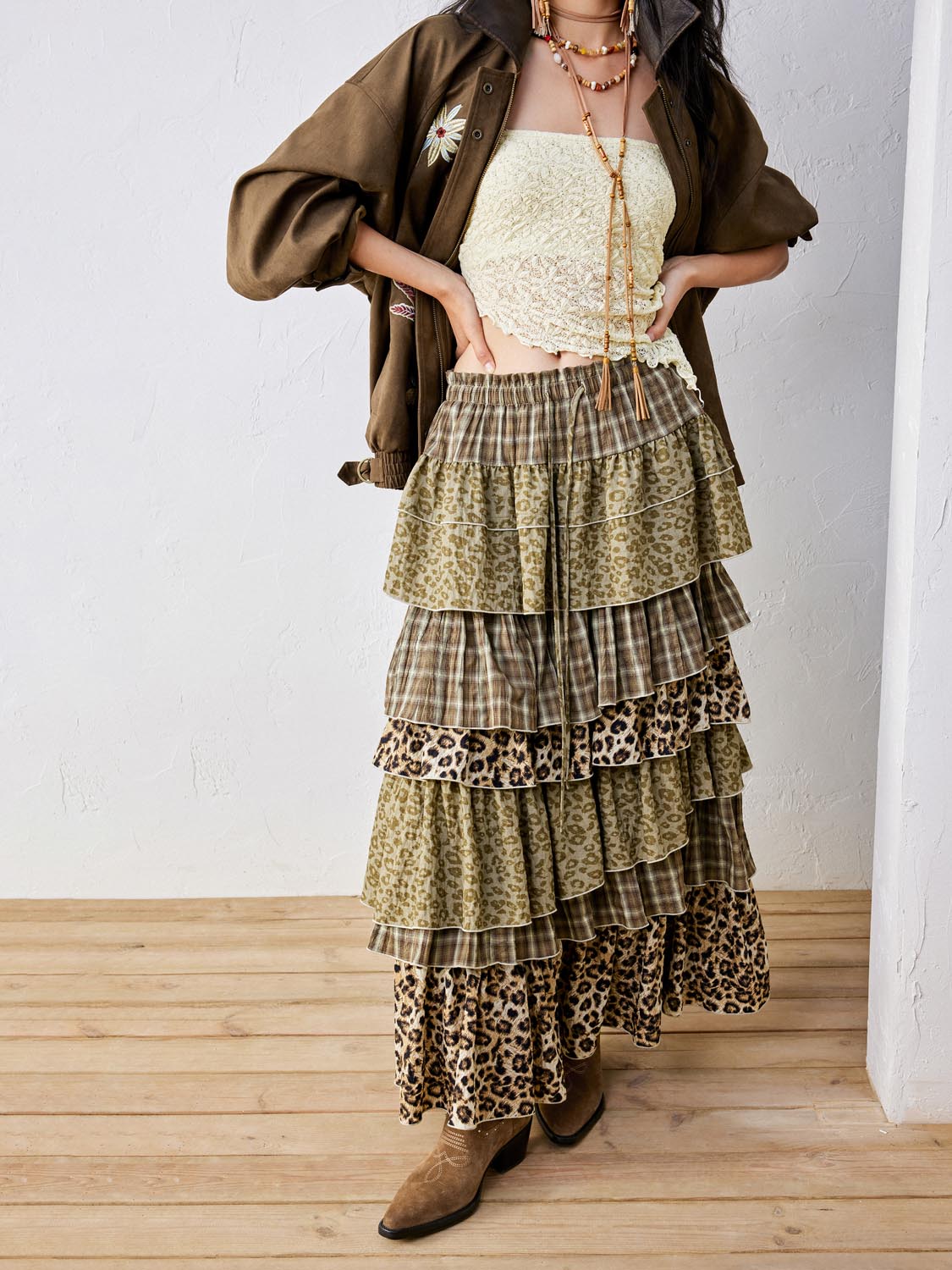 Tiered A-Line Maxi Skirts
