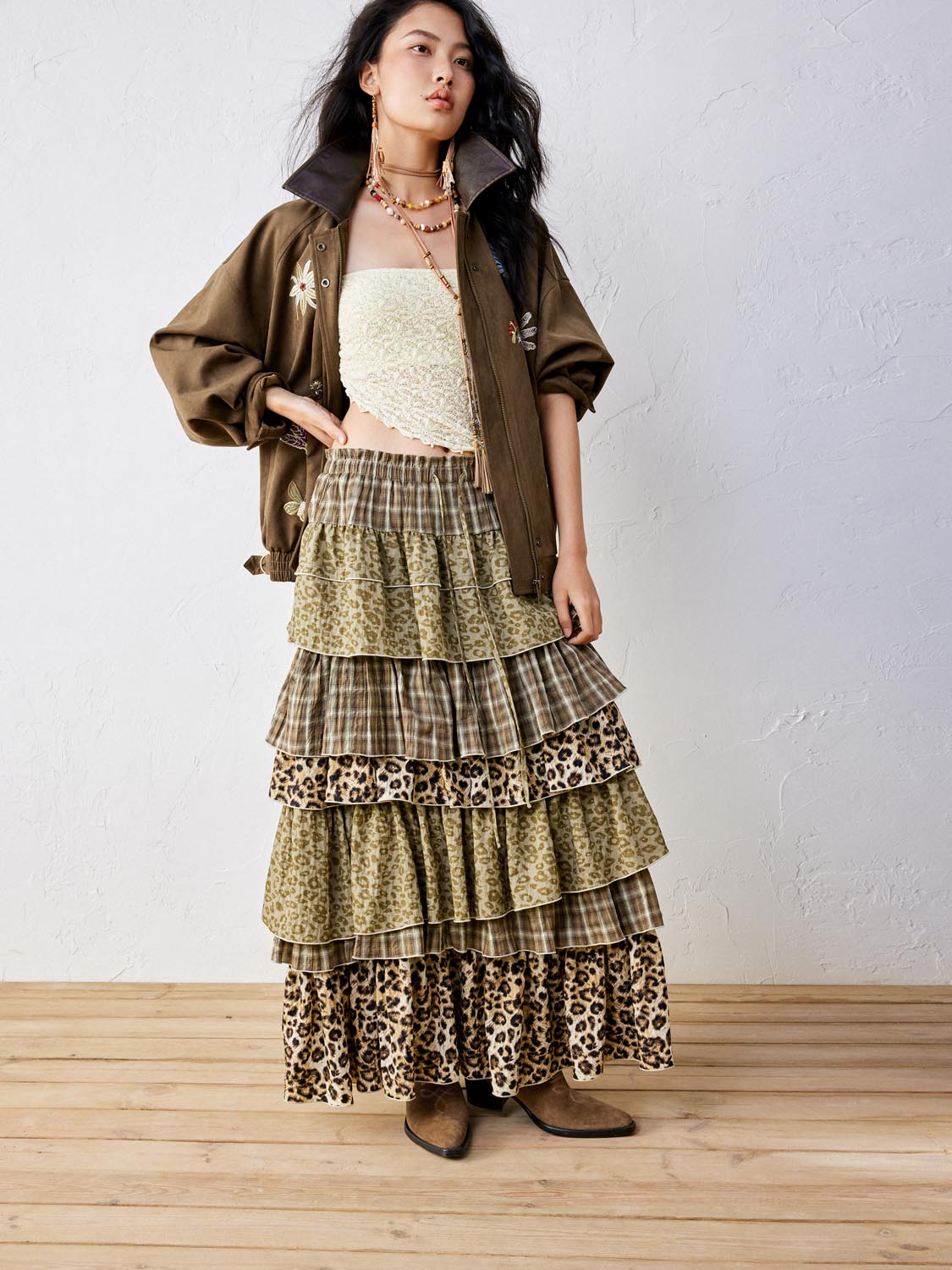 Tiered A-Line Maxi Skirts