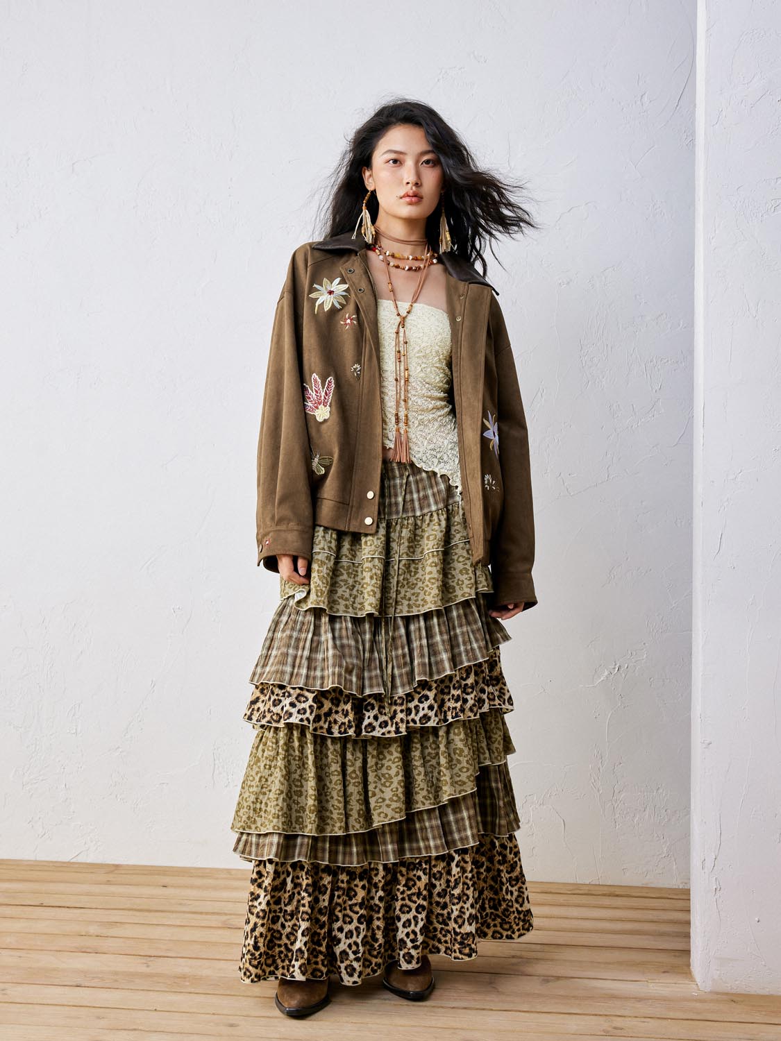 Tiered A-Line Maxi Skirts