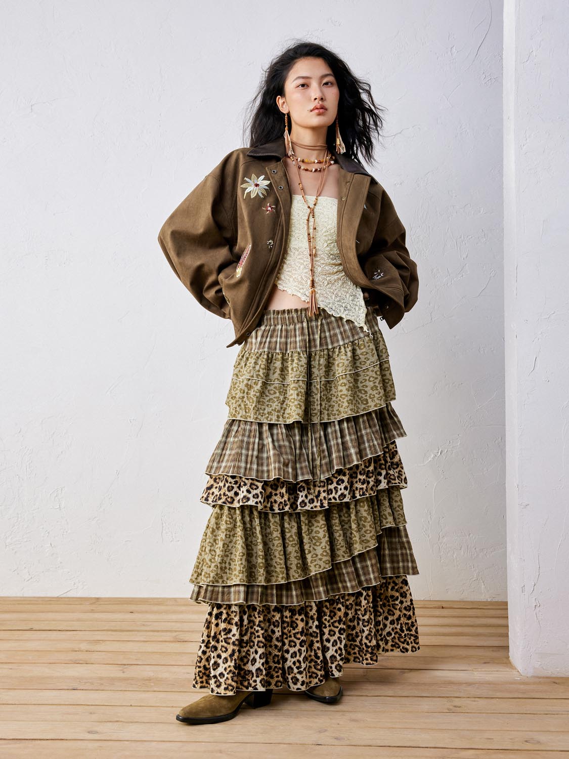 Tiered A-Line Maxi Skirts