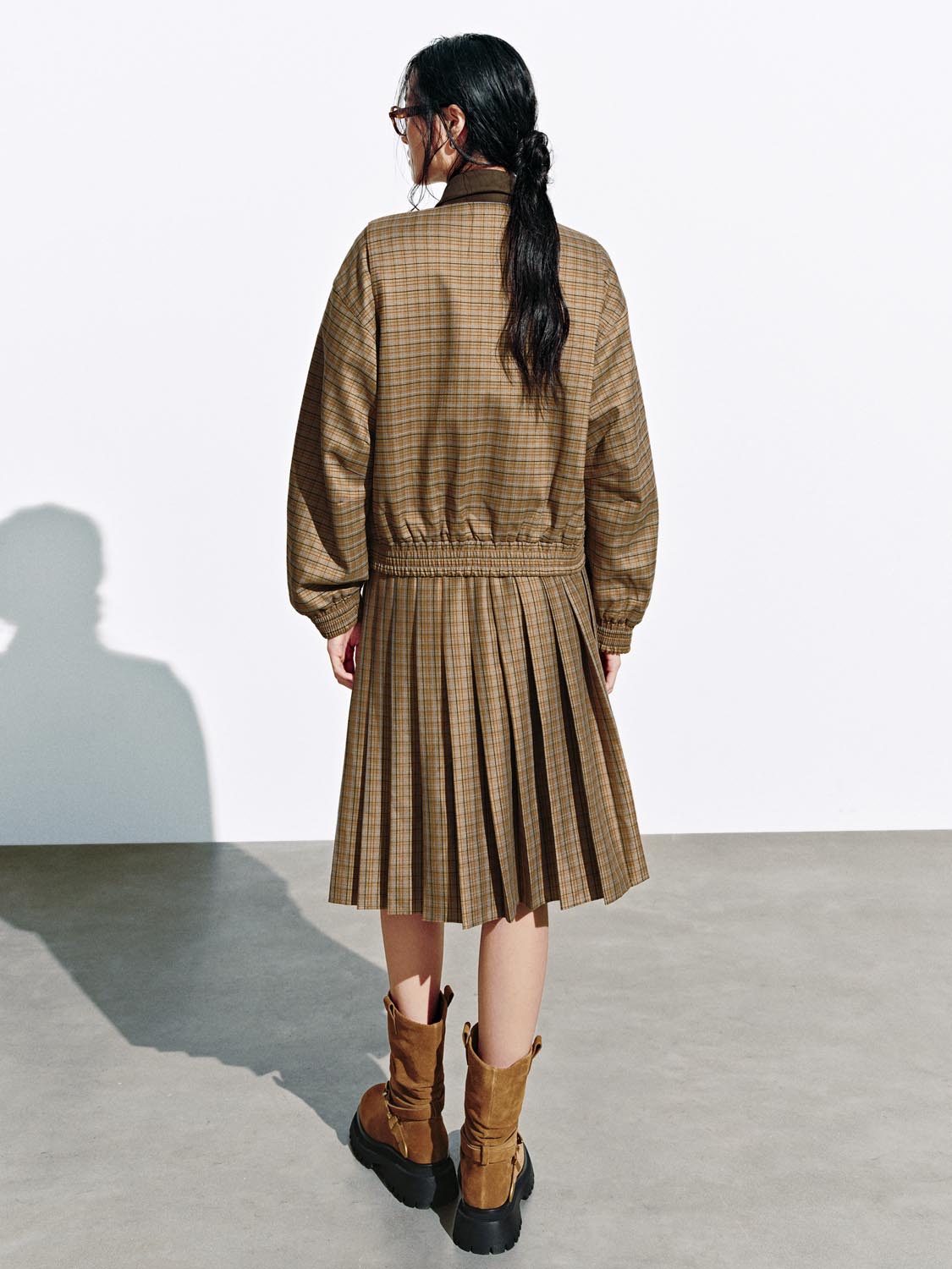 2 In 1 Layered Check Midi Skirts