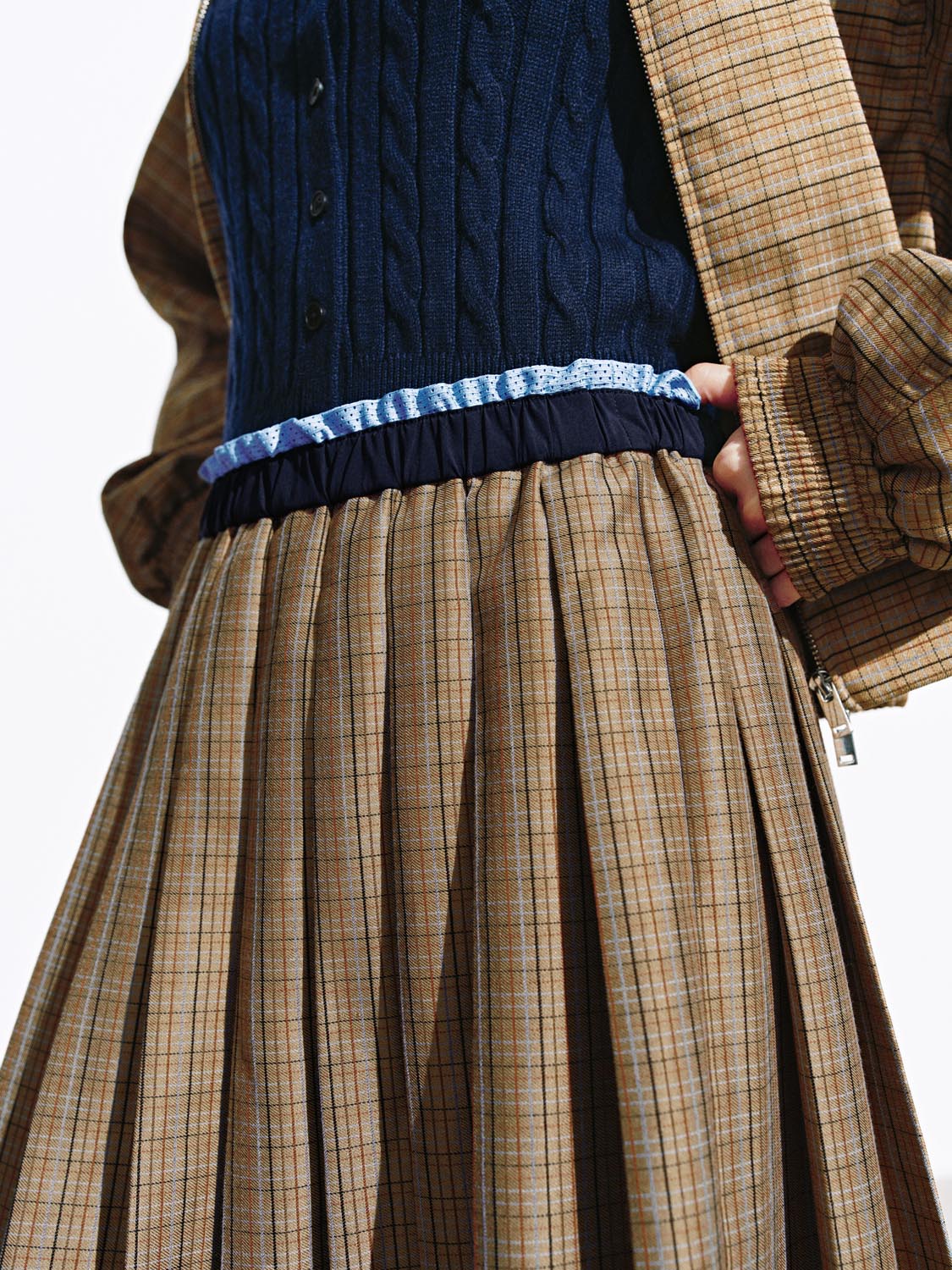 2 In 1 Layered Check Midi Skirts