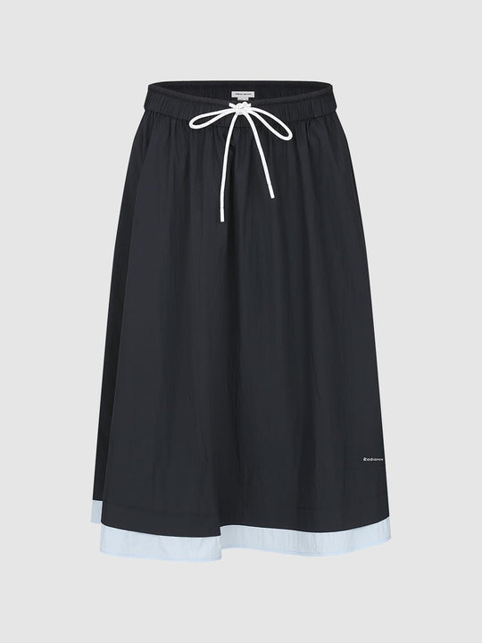 Drawstring Pull On A-Line Midi Skirts
