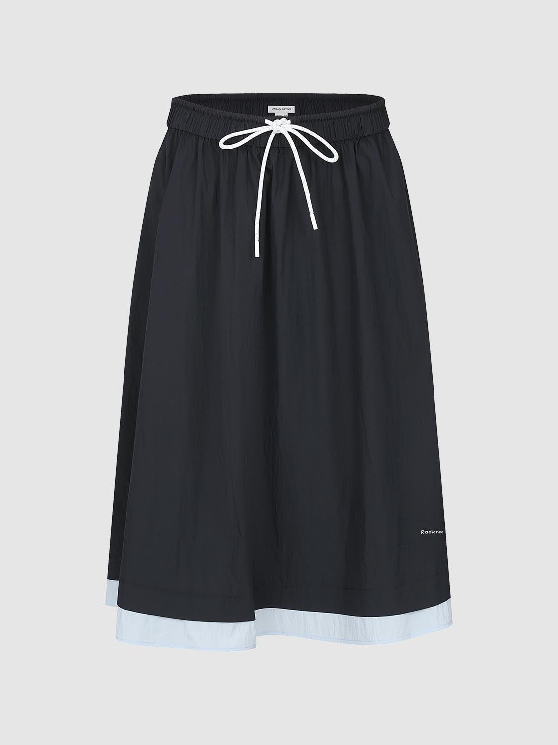 Drawstring Pull On A-Line Midi Skirts