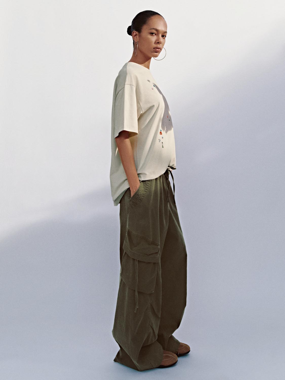 Flap Pocket Wide-Leg Pants