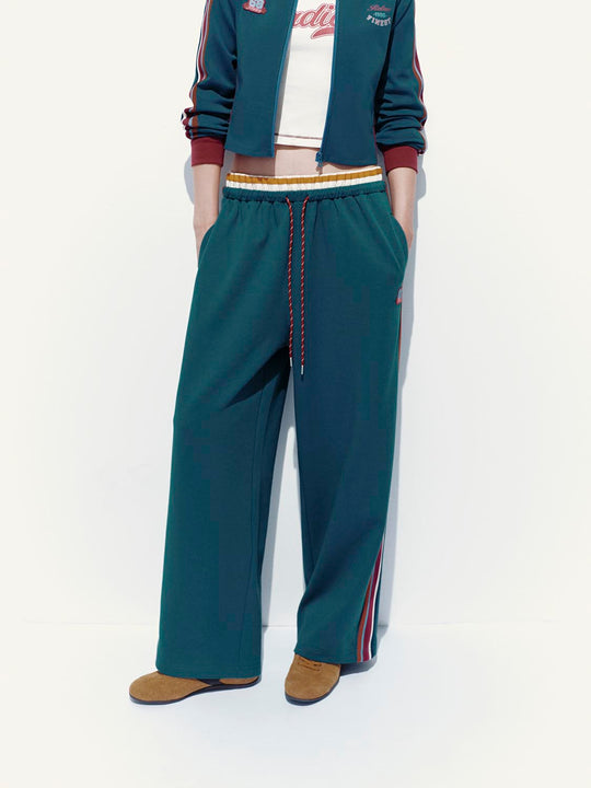 2 In 1 Spliced Wide-Leg Pants