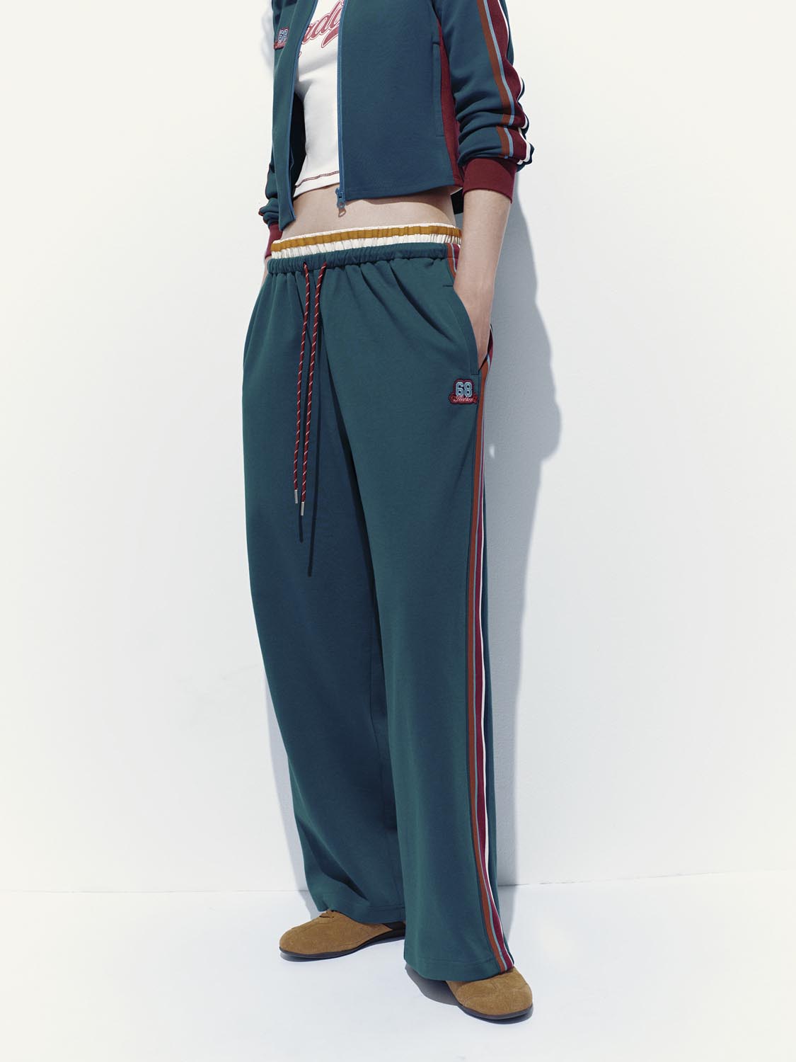 2 In 1 Spliced Wide-Leg Pants