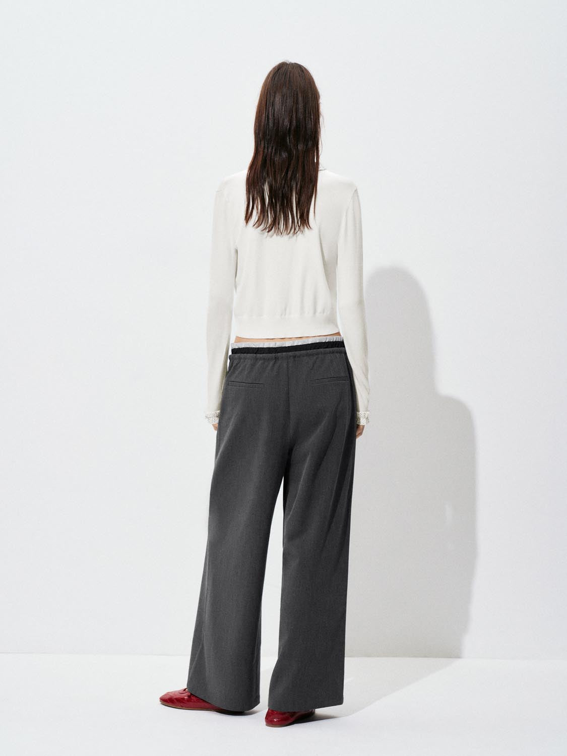 Contrast Wide-Leg Pants