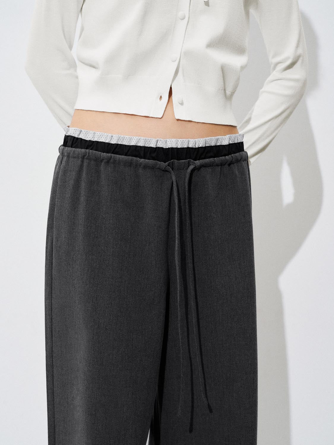 Contrast Wide-Leg Pants