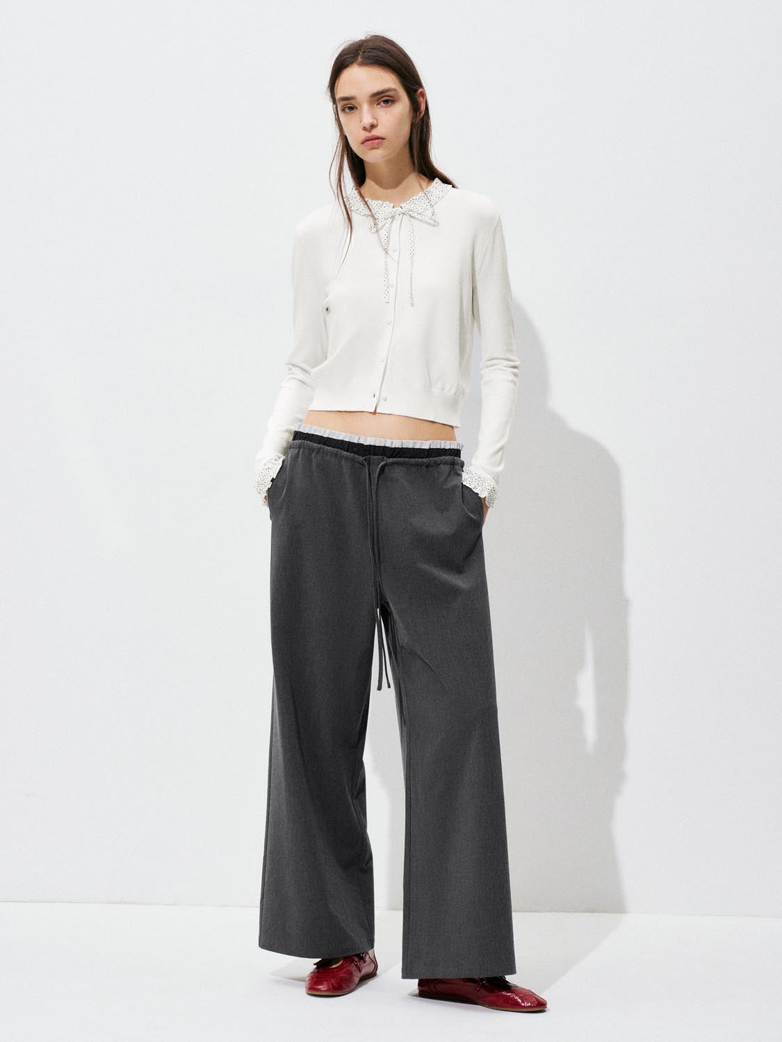 Contrast Wide-Leg Pants