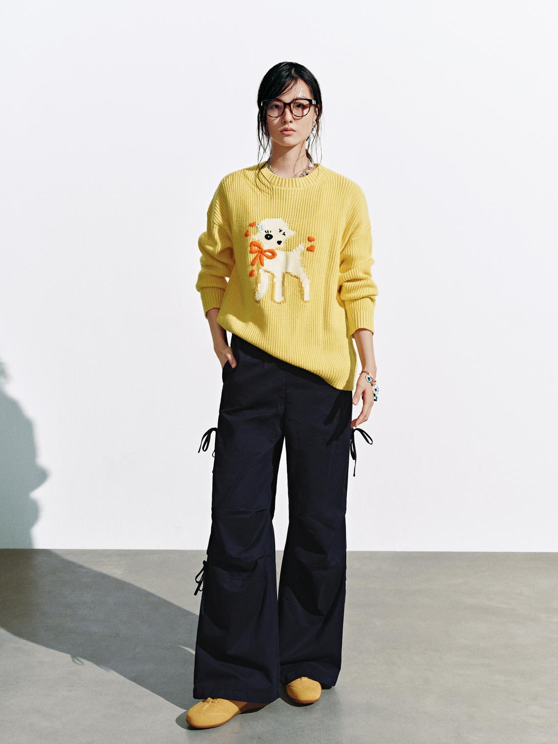 String Detail Cargo Wide Leg Pants