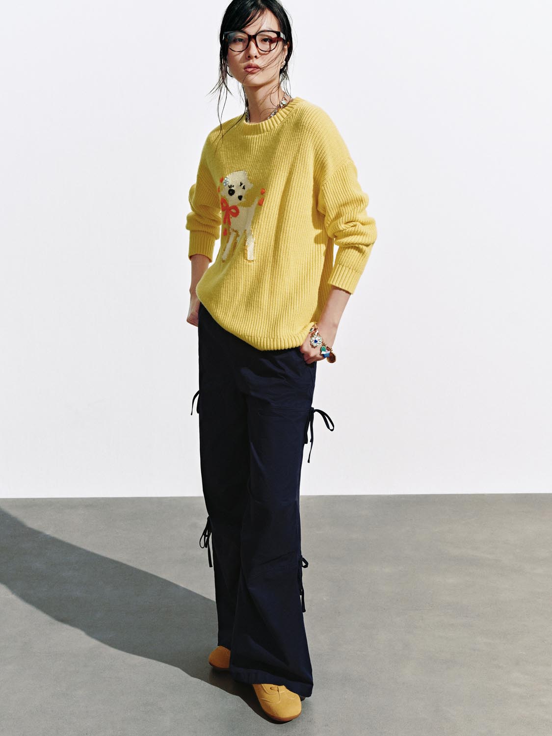 String Detail Cargo Wide Leg Pants