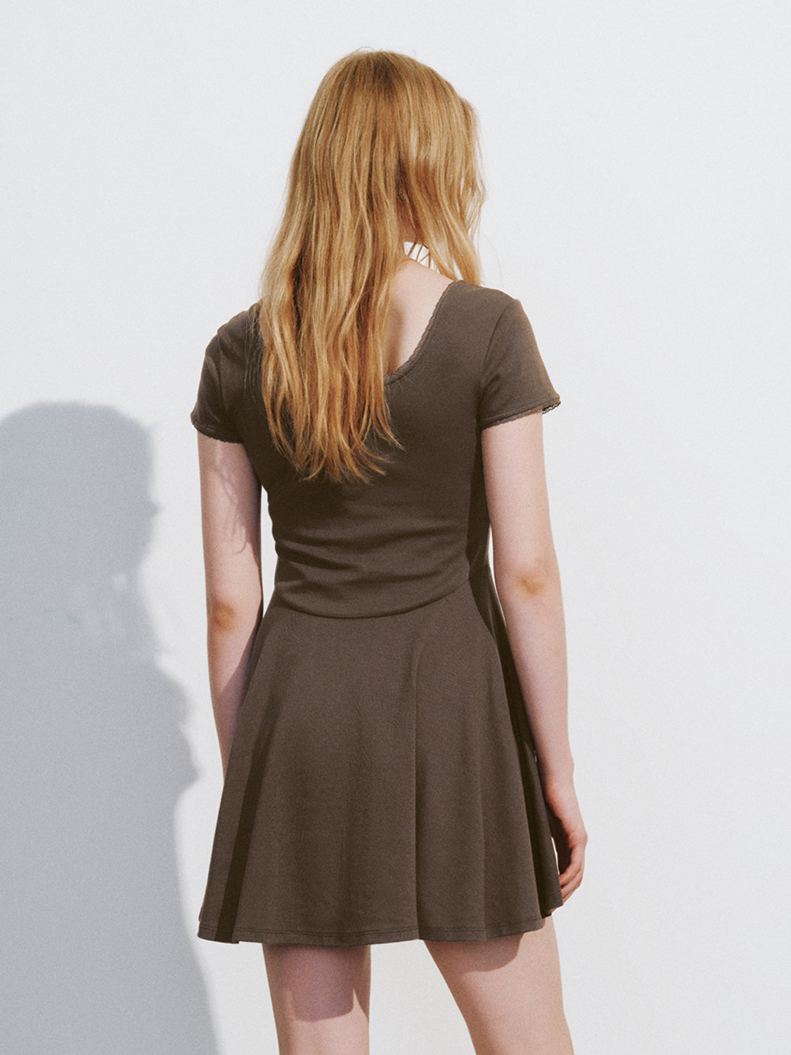 Printed Crew Neck A-Line Dress
