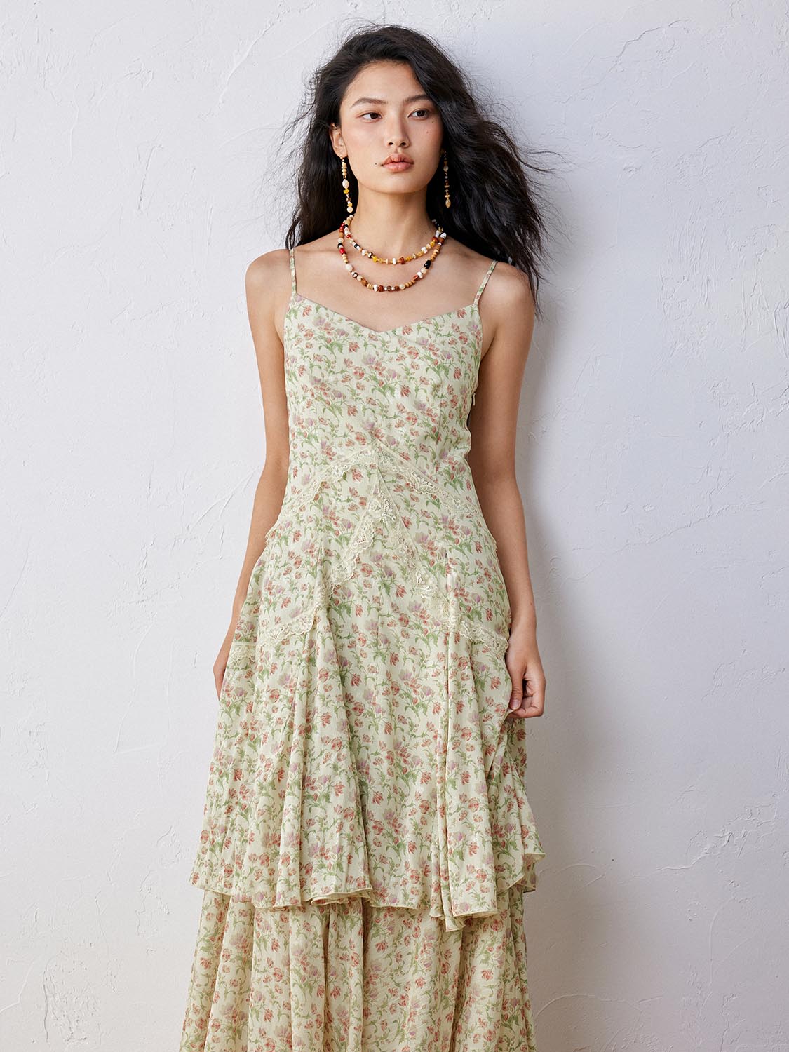 Camisole Tiered A-Line Maxi Dresses