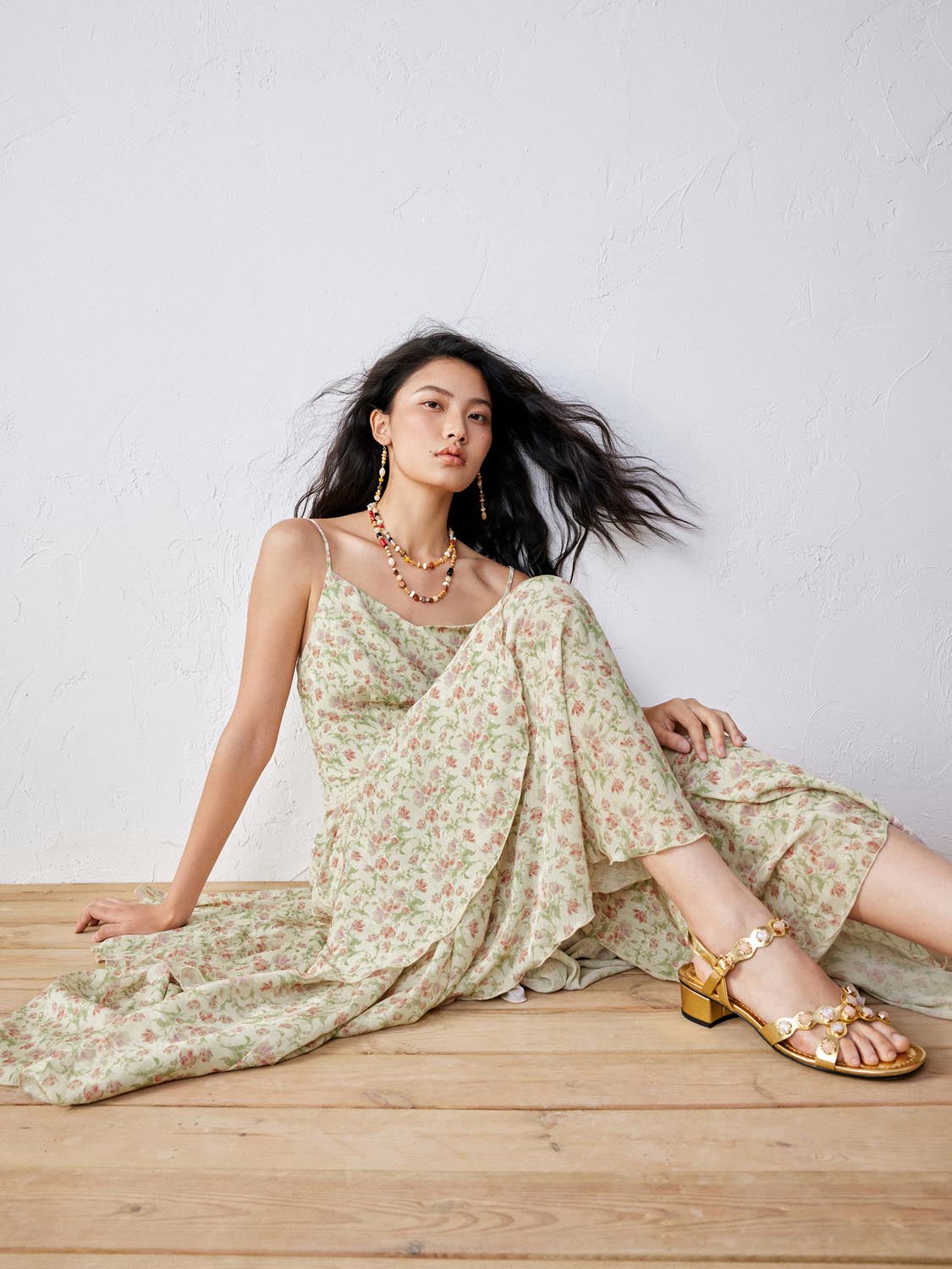 Camisole Tiered A-Line Maxi Dresses