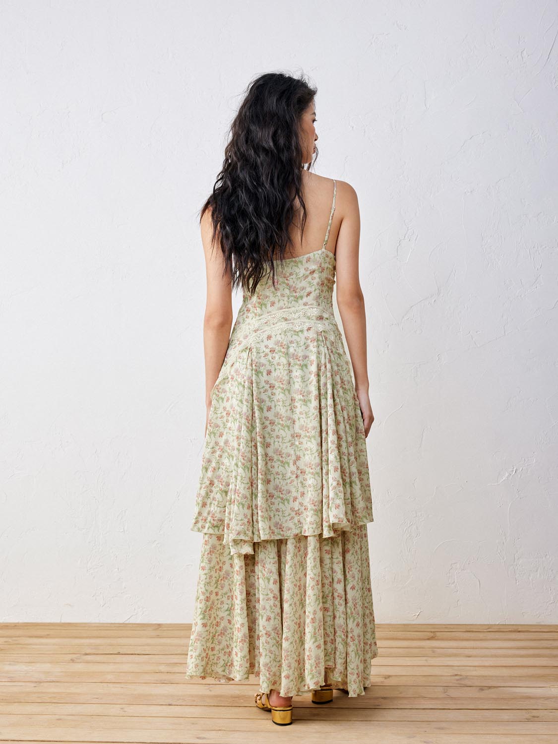 Camisole Tiered A-Line Maxi Dresses