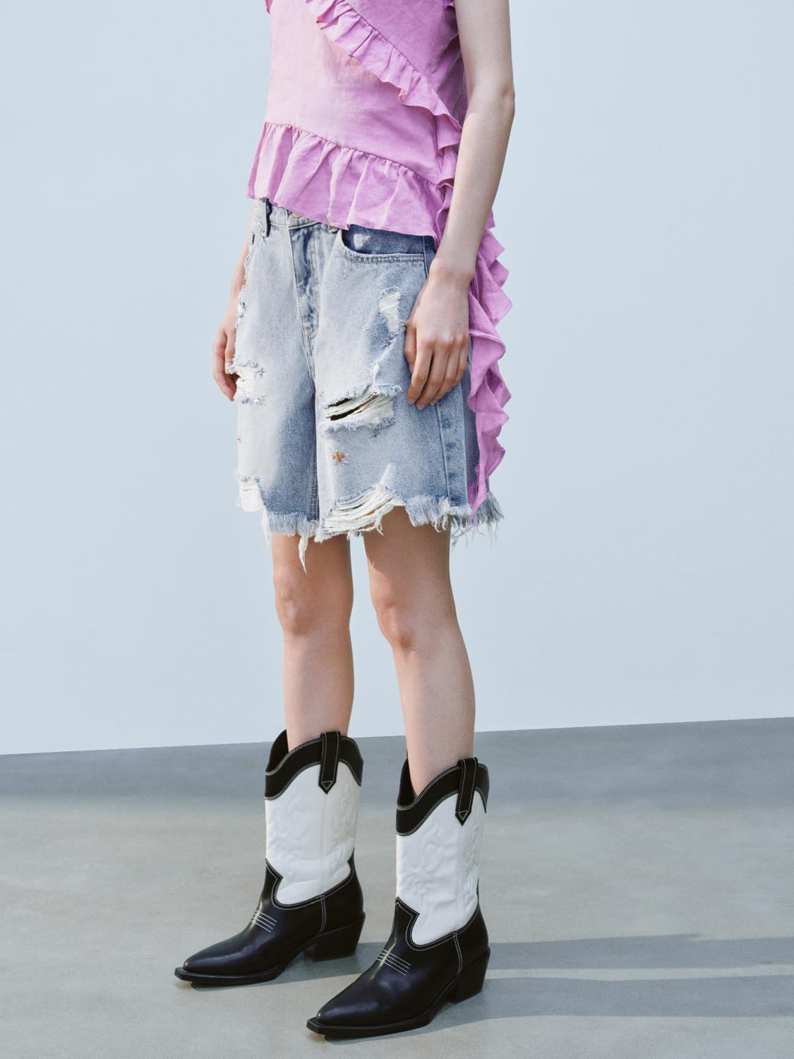 Ripped Denim Shorts