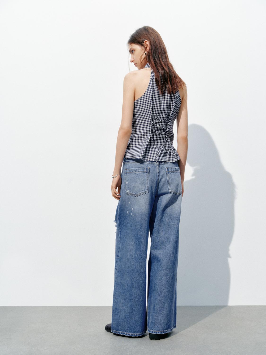 Ripped Wide-Leg Jeans