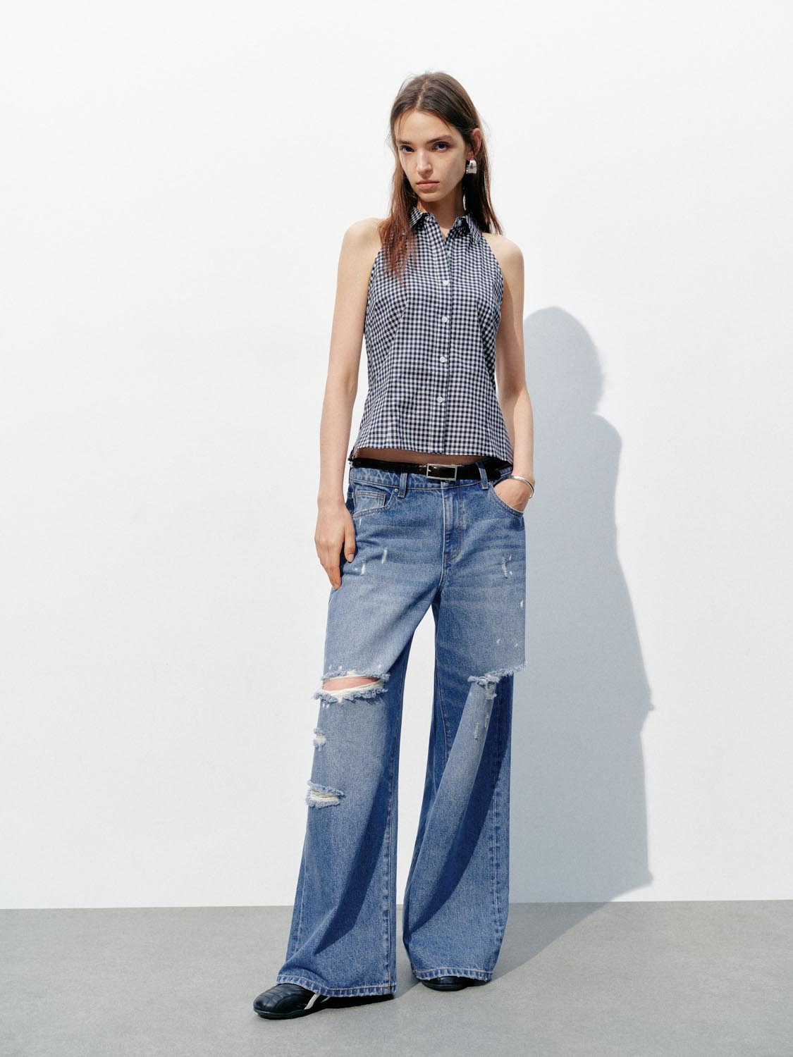 Ripped Wide-Leg Jeans