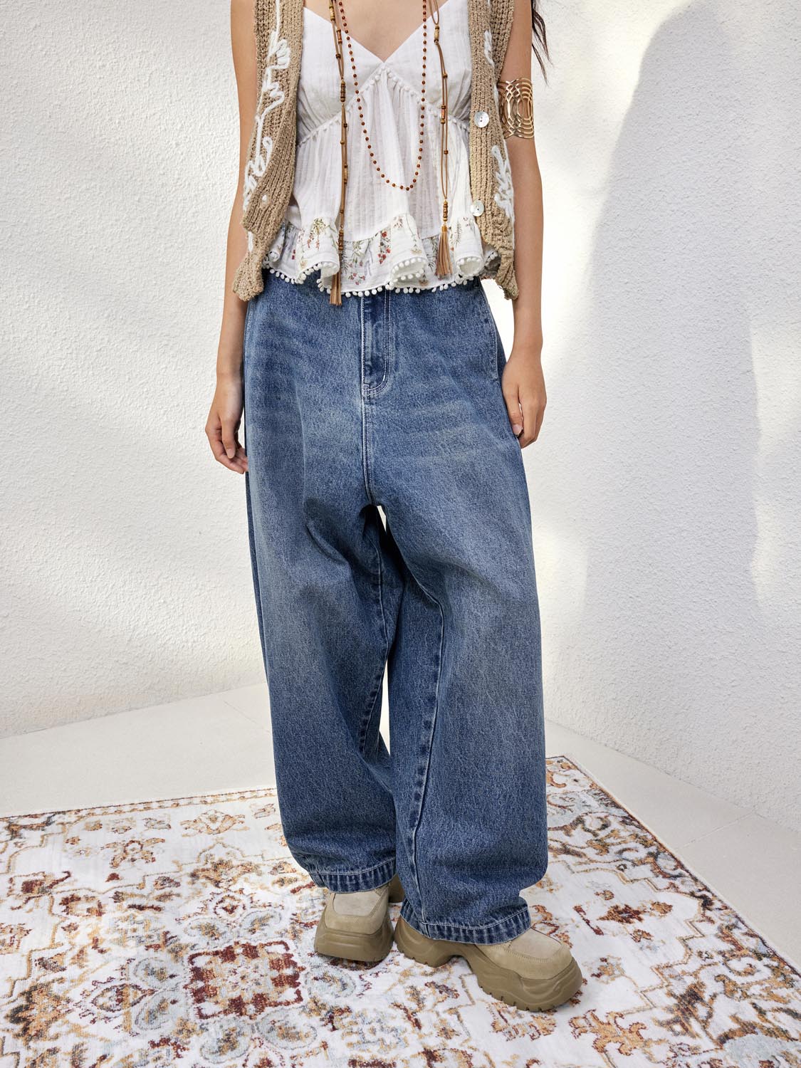 Wide-Leg Denim Jeans