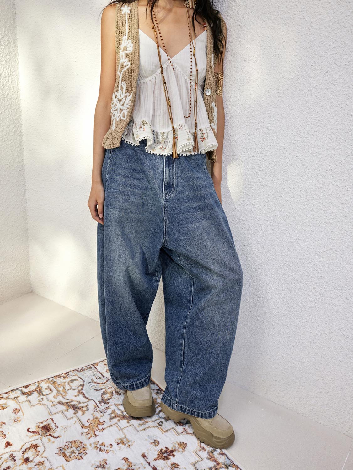Wide-Leg Denim Jeans