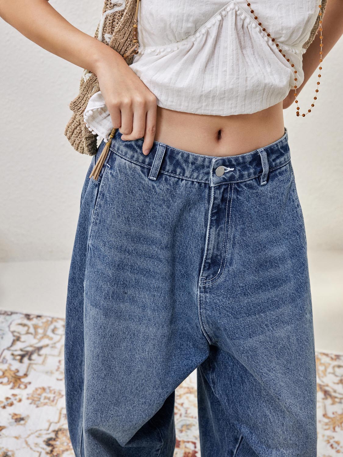 Wide-Leg Denim Jeans
