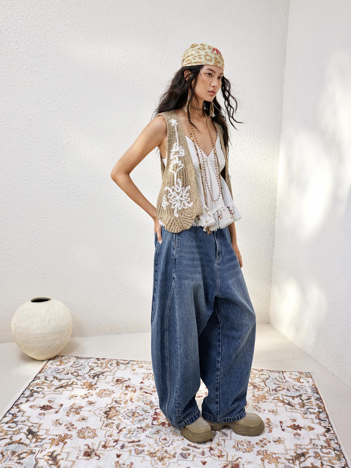Wide-Leg Denim Jeans