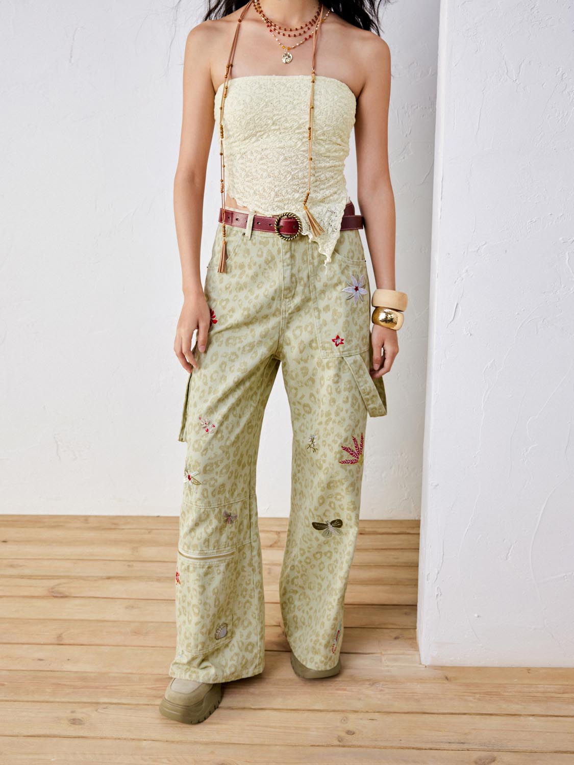 Leopard Skin Denim Jeans