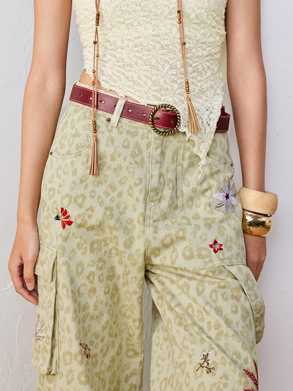 Leopard Skin Denim Jeans